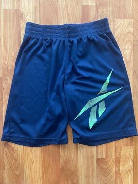 Reebok Boys Navy Shorts with Teal Graphic